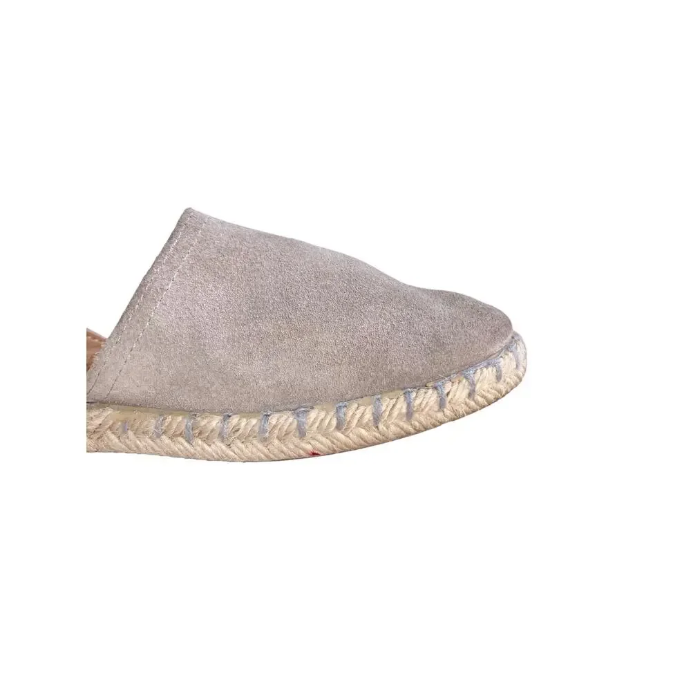 Verbenas Taupe Mushroom Gray Suede Leather Espadrille Flats Spanish Slip Ons